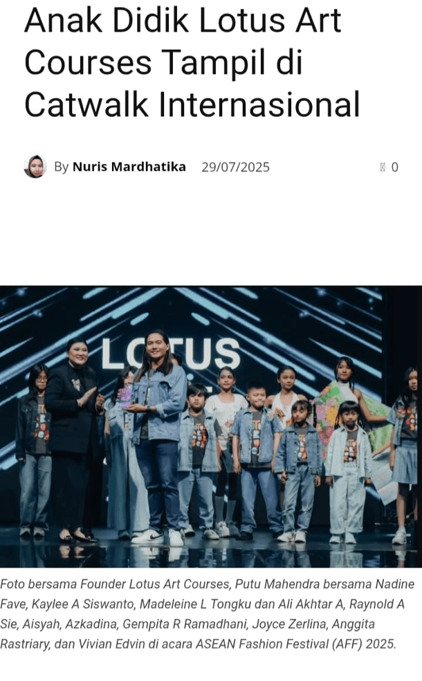 Anak Didik Lotus Art Courses Tampil di Catwalk International