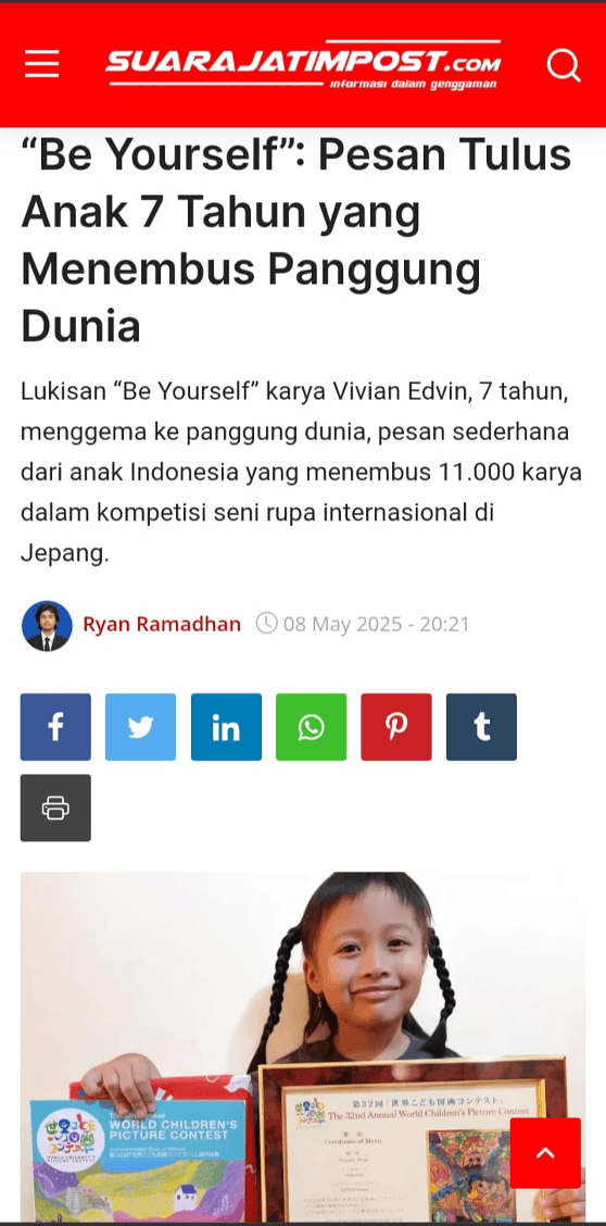 "Be Yourself": Pesan Tulus Anak 7 Tahun yang Menembus Panggung Dunia