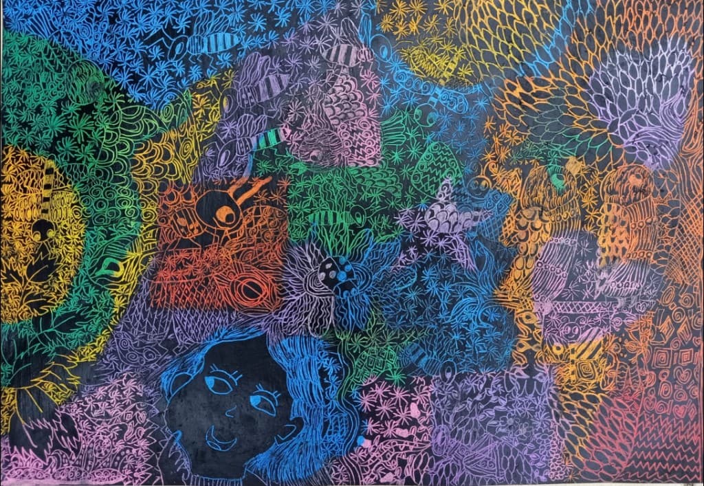 A Child and the Colorful Garden